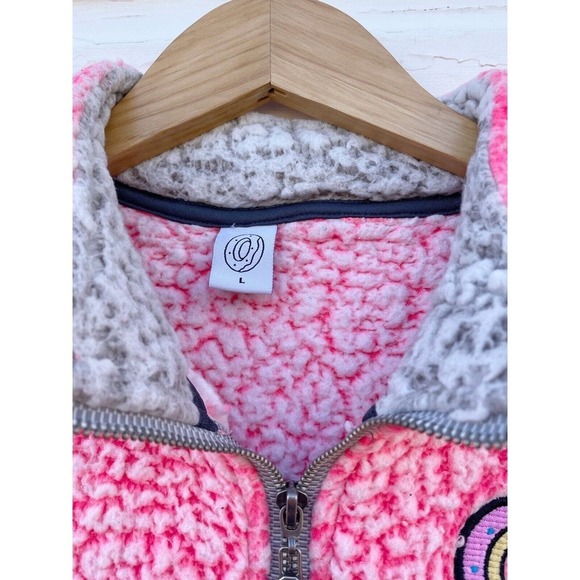 Odd Future Sherpa Fleece 1/4 Zip Sweatshirt Pullover Bright Pink OFWGKTA Skater - Picture 4 of 7